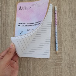 Cuaderno A5 Kraft con Lápiz Notas Musicales | Detalles Personalizados