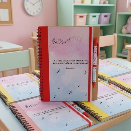 Cuaderno A5 con Bolígrafo Notas Musicales | Regalos Personalizados
