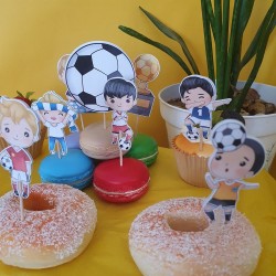 Minis Cake Toppers Niños Fútbol | Decoración de Cumpleaños