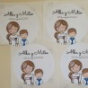 Pegatina Redonda Niño y Niña | Adhesivo Personalizado Eventos Dobles