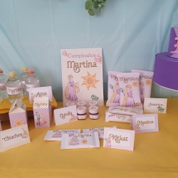 Lote 4 Etiquetas para Mesa de Chuches Rapunzel | Decoración Fiesta
