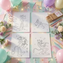 Pack Creativo Pantera Rosa: Láminas y Lápices | Regalo Infantil