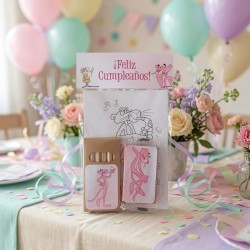 Kit Creativo Pantera Rosa: Colorear, Lápices y Plastilina | Regalo Fiesta