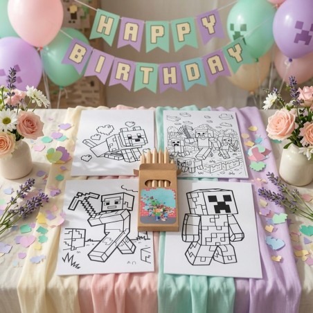 Pack Creativo Minecraft: Láminas y Lápices | Regalo Fiesta