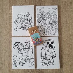Pack Creativo Minecraft: Láminas y Lápices | Regalo Fiesta