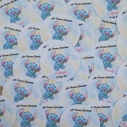 Pegatina Redonda Stitch y Scrump Acuarela | Disney Personalizado