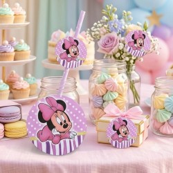 Etiqueta Redonda Minnie Mouse Bebé | Pegatinas Personalizadas