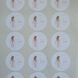 Pegatina Redonda Niña Cuerpo Entero Lazo Rosa | Personalizada