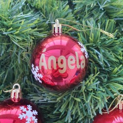 Bola de Navidad Roja Personalizada con Nombre | Adorno Árbol