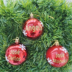 Bola de Navidad Roja Personalizada con Nombre | Adorno Árbol