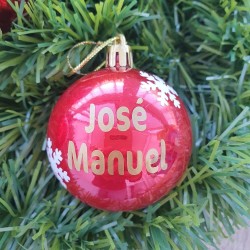 Bola de Navidad Roja Personalizada con Nombre | Adorno Árbol
