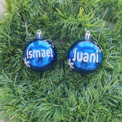 Bola de Navidad Azul Personalizada con Nombre | Adornos Árbol