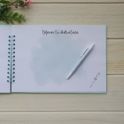Libro de Firmas Comunión Niña: Diseño Lazo Verde Agua | Recuerdo Elegante