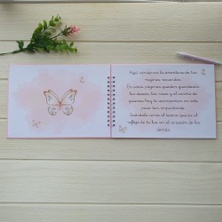 Libro de Firmas Comunión Niña: Diseño Lazo Rosa | Recuerdo Dulce