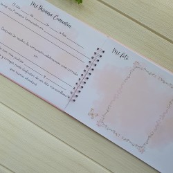 Libro de Firmas Comunión Niña: Diseño Lazo Rosa | Recuerdo Dulce