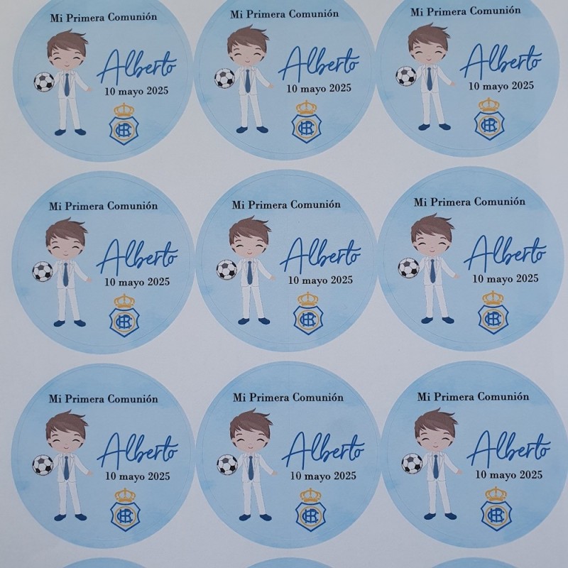 Pegatina Redonda Recreativo de Huelva | Adhesivo Fútbol Personalizado