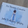 Libro de Firmas Comunión Niña: Diseño Lazo Celeste | Recuerdo Sofisticado