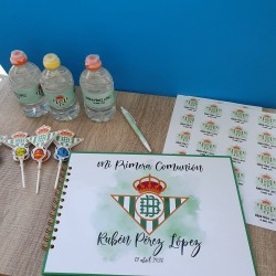 Etiquetas para Botellas de Agua: Real Betis | Diseño Acuarela Personalizado