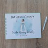 Libro de Firmas Comunión Niña: Diseño Lazo Verde Agua | Recuerdo Elegante