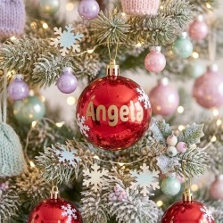 Bola de Navidad Roja Personalizada con Nombre | Adorno Árbol