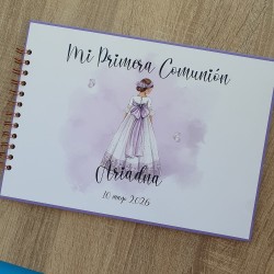 Libro de Firmas Comunión: Diseño Malva Elegante | Recuerdo Personalizado