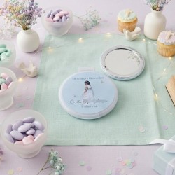 Espejo de Bolso para Comunión: Diseño Verde Agua | Detalle para Invitadas