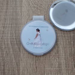 Espejo de Bolso para Comunión: Diseño Verde Agua | Detalle para Invitadas
