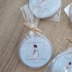 Espejo de Bolso para Comunión: Diseño Verde Agua | Detalle para Invitadas