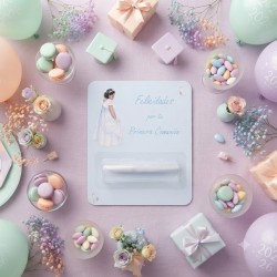 Tarjeta para Regalar Dinero Comunión: Diseño Celeste | Elegante y Personalizado