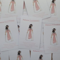 Recordatorio Primera Comunión: Diseño Rosa Sencillo y Elegante | Kalukuqui