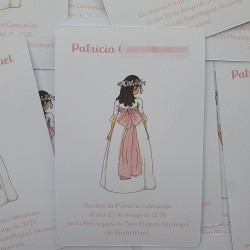 Recordatorio Primera Comunión: Diseño Rosa Sencillo y Elegante | Kalukuqui