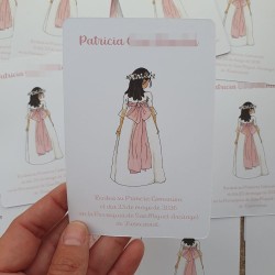 Recordatorio Primera Comunión: Diseño Rosa Sencillo y Elegante | Kalukuqui