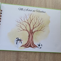 Libro de Firmas Comunión Niño: Diseño Ramas Verdes y Foto | Kalukuqui