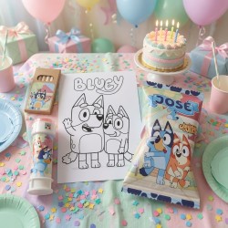 Pack Regalo Bluey: Gusanitos, Lámina, Lápices, Pompero y Plastilina | Kalukuqui