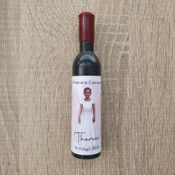 Sacacorchos Botella de Vino Comunión: Personalizado con Foto y Rosa | Kalukuqui
