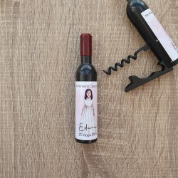 Sacacorchos Botella de Vino Comunión: Personalizado con Foto y Rosa | Kalukuqui