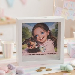 Hucha de Madera Blanca Personalizada con Foto: El Regalo Perfecto | Kalukuqui