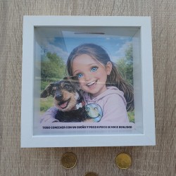 Hucha de Madera Blanca Personalizada con Foto: El Regalo Perfecto | Kalukuqui