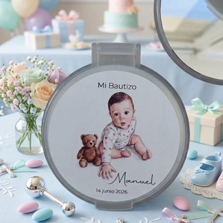 Espejo de Bolso para Bautizo: Detalle Personalizado para Invitados | Kalukuqui