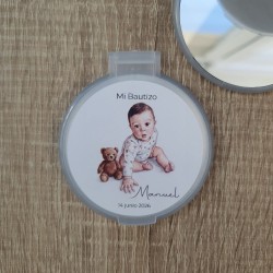 Espejo de Bolso para Bautizo: Detalle Personalizado para Invitados | Kalukuqui