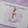 Libro de Firmas Comunión Malva: Personalizado con Foto y Flores | Kalukuqui