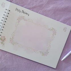 Libro de Firmas Comunión Malva: Personalizado con Foto y Flores | Kalukuqui