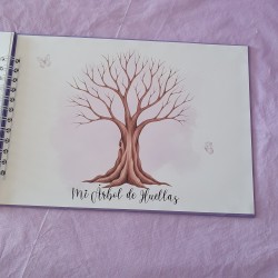 Libro de Firmas Comunión Malva: Personalizado con Foto y Flores | Kalukuqui
