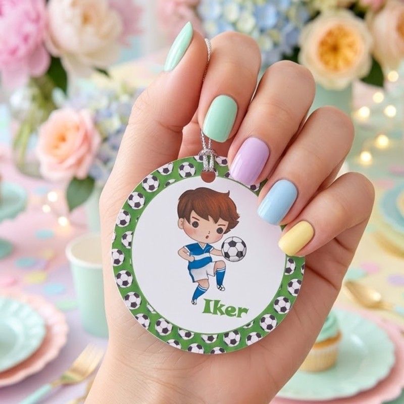 Etiqueta Redonda Niño Fútbol | Pegatina Personalizada Deportiva