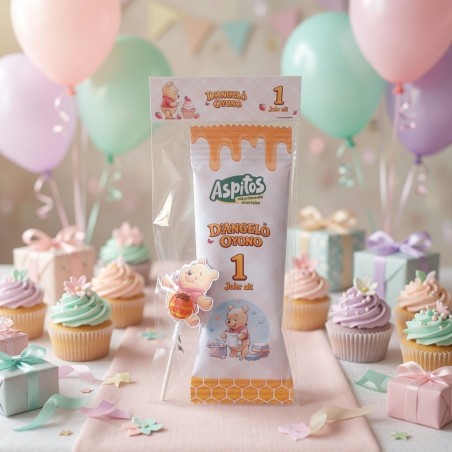Pack de regalo infantil con aspitos y piruleta de Winnie the Pooh.