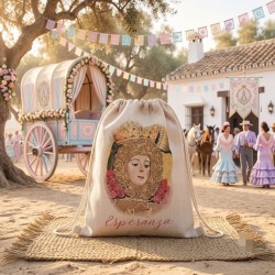 Mochila Nature con diseño de la Virgen del Rocío.