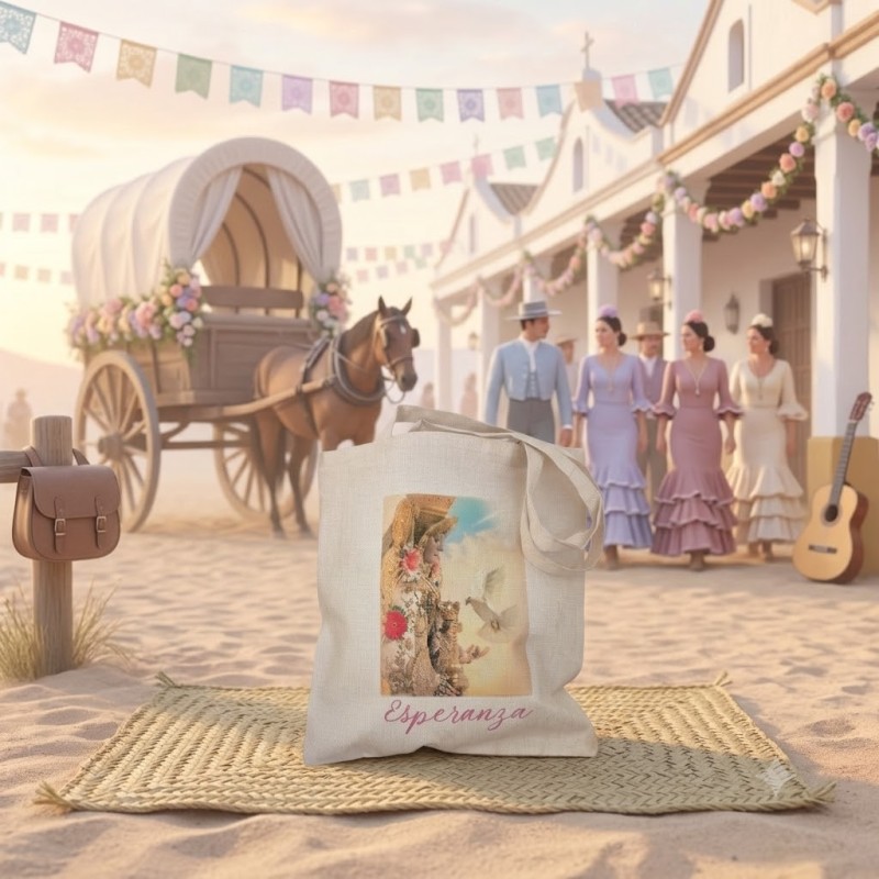 Tote bag Nature con silueta de la Virgen del Rocío.
