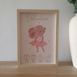 Recuerdo de nacimiento con datos personalizados de Kalukuqui.