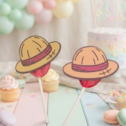 Piruleta de One Piece con diseño del Sombrero de Paja.