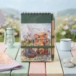 Cuaderno A6 de montaña con bolígrafo a juego